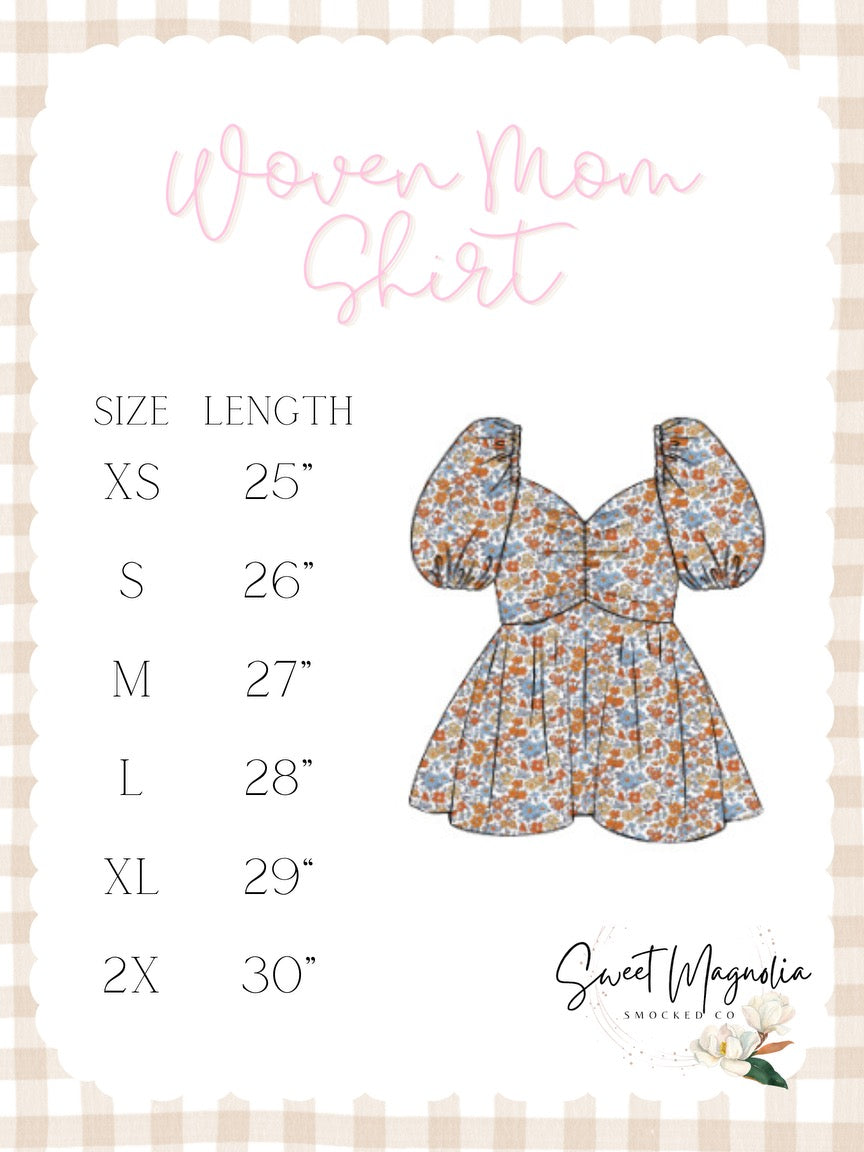 Woven Ladies Shirt Size Chart